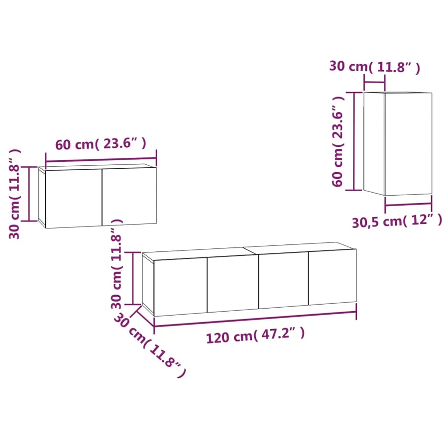 Ensemble de meubles TV 4 pcs Sonoma gris Bois d'ingénierie - 6