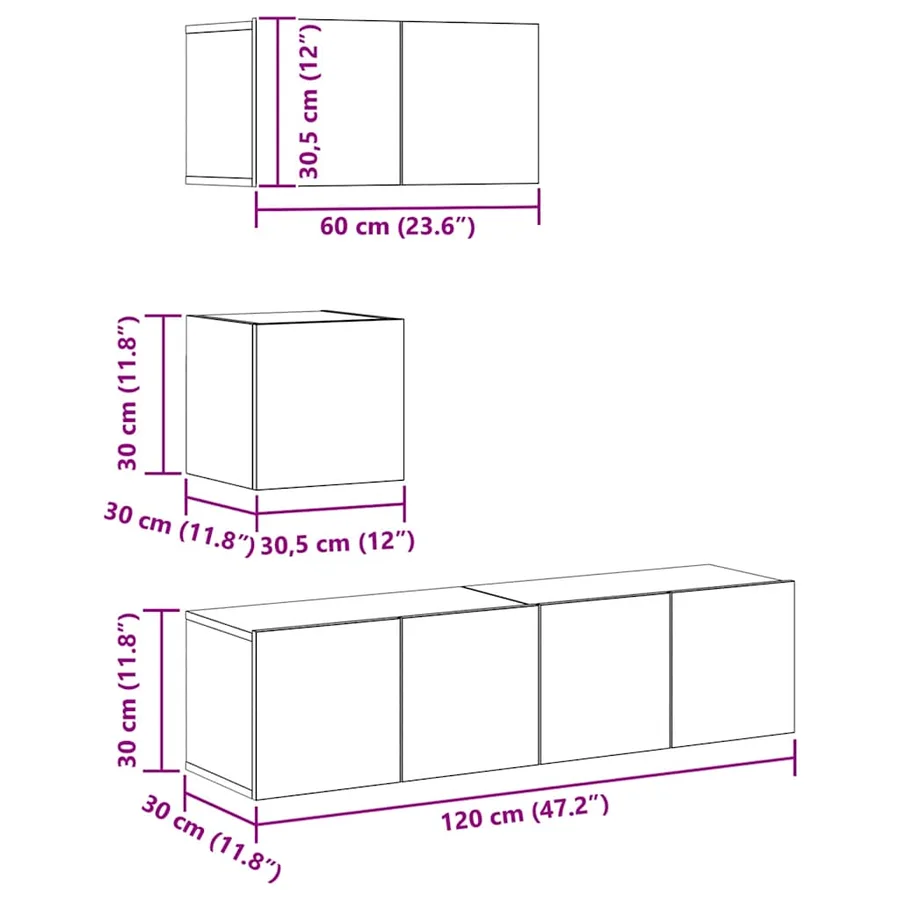 Ensemble de meubles TV 4 pcs Sonoma gris Bois d'ingénierie - 12