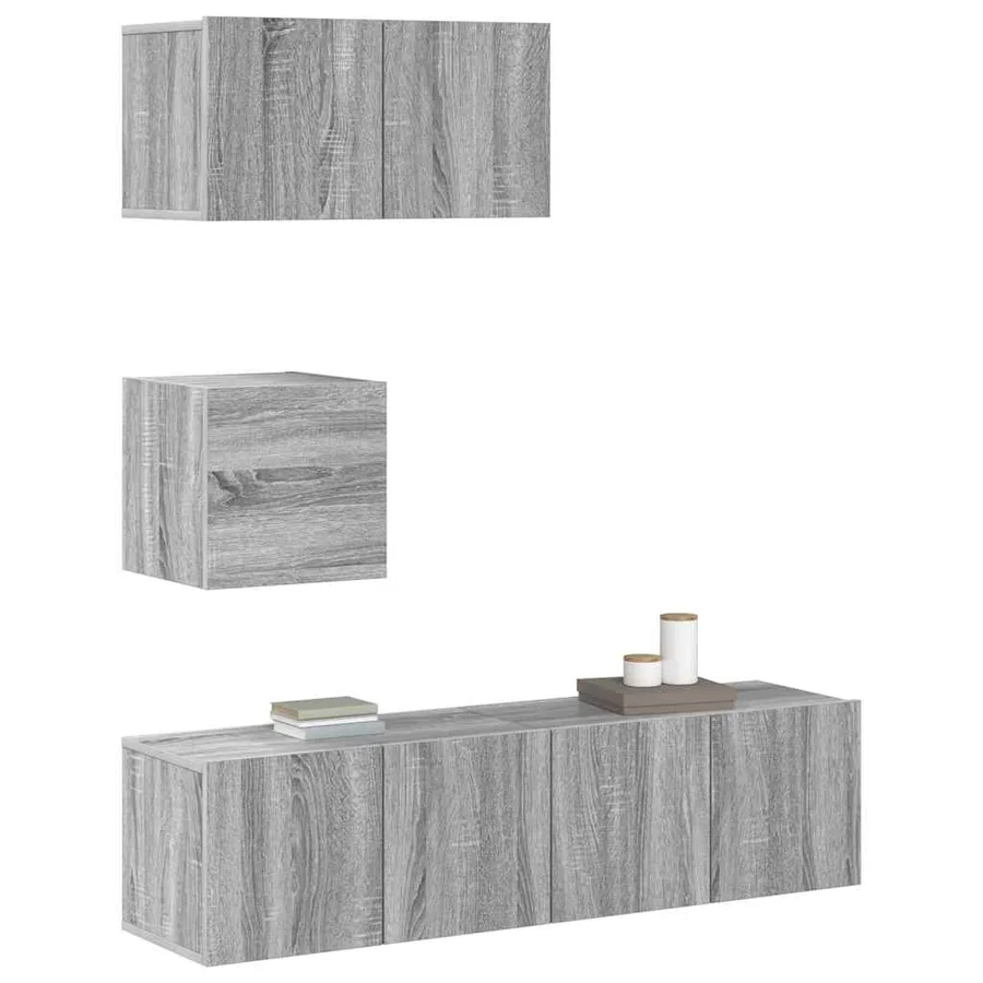Ensemble de meubles TV 4 pcs Sonoma gris Bois d'ingénierie - 4