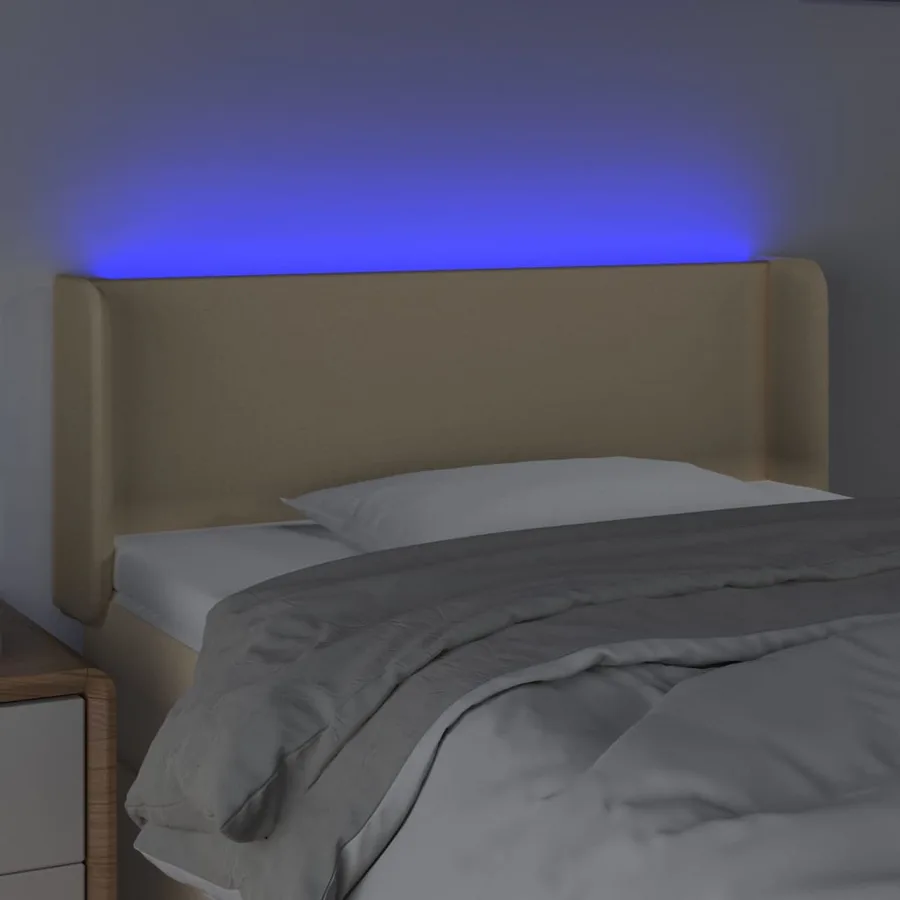 Tête de lit à LED Crème 93x16x78/88 cm Tissu - 4