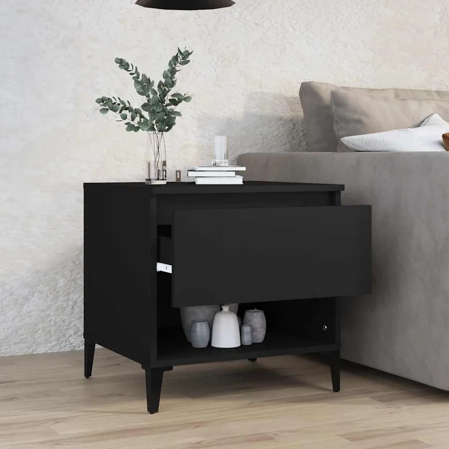 Table d'appoint Noir 50x46x50 cm Bois d’ingénierie - 3