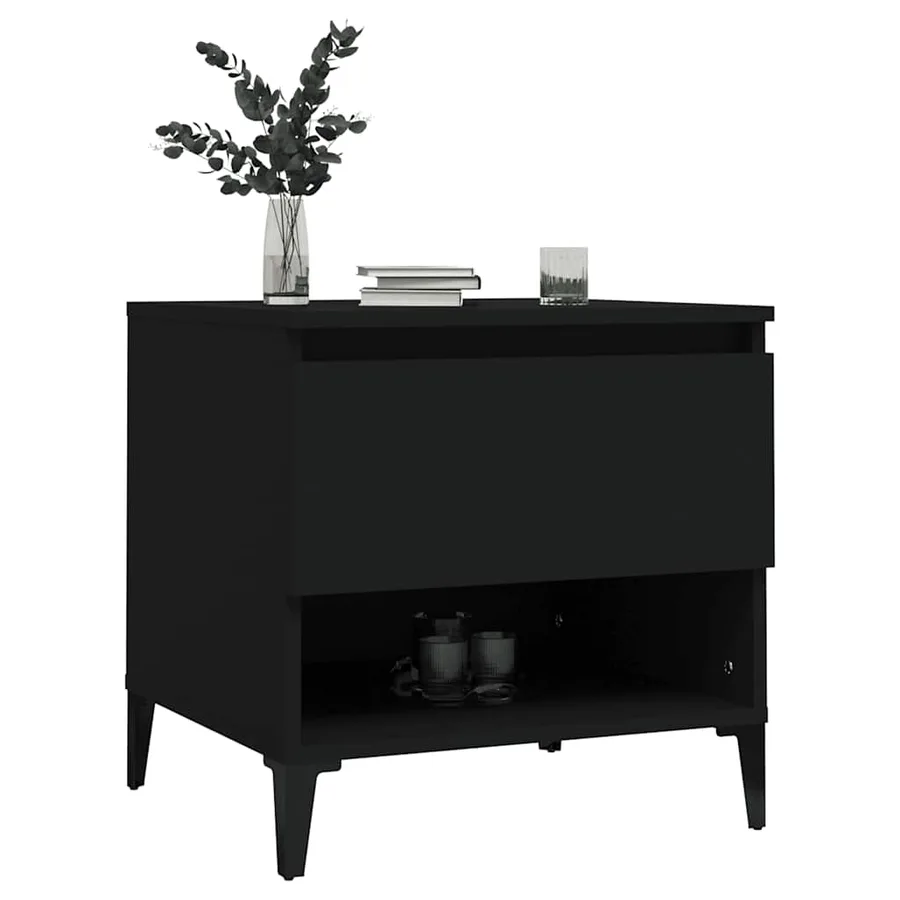 Table d'appoint Noir 50x46x50 cm Bois d’ingénierie - 4