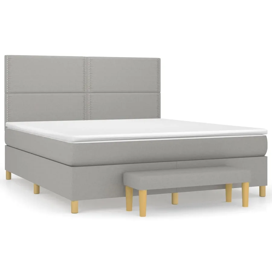Sommier à lattes de lit avec matelas Gris clair 180x200cm Tissu - 2