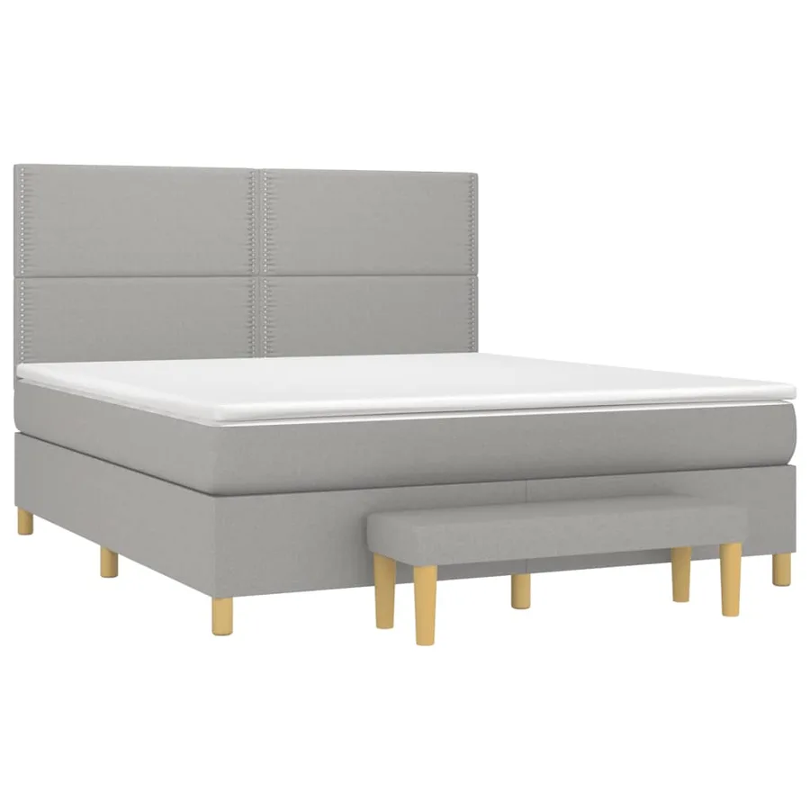 Sommier à lattes de lit avec matelas Gris clair 180x200cm Tissu - 3