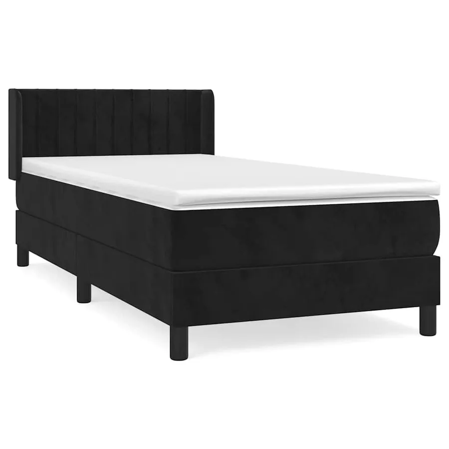 Sommier à lattes de lit avec matelas Noir 90x190 cm Velours - 2