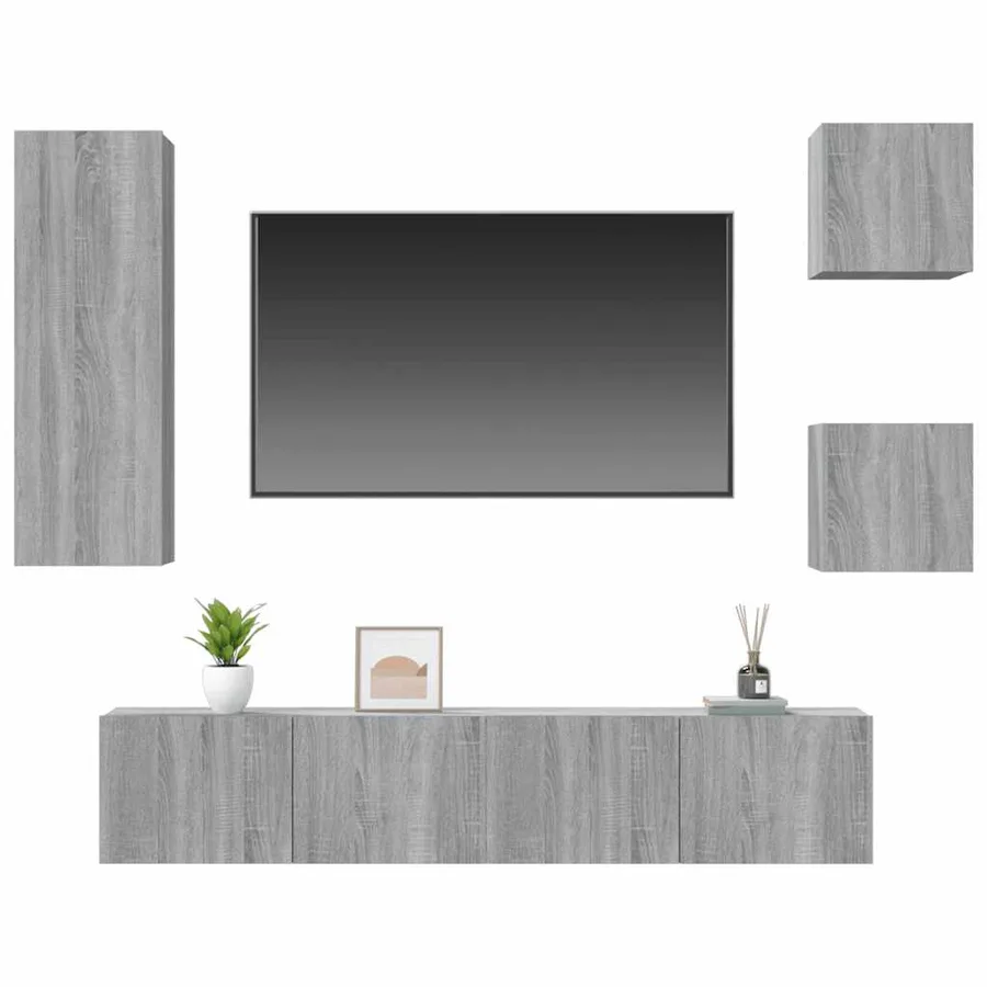 Ensemble de meubles TV 5 pcs Sonoma gris Bois d'ingénierie - 4