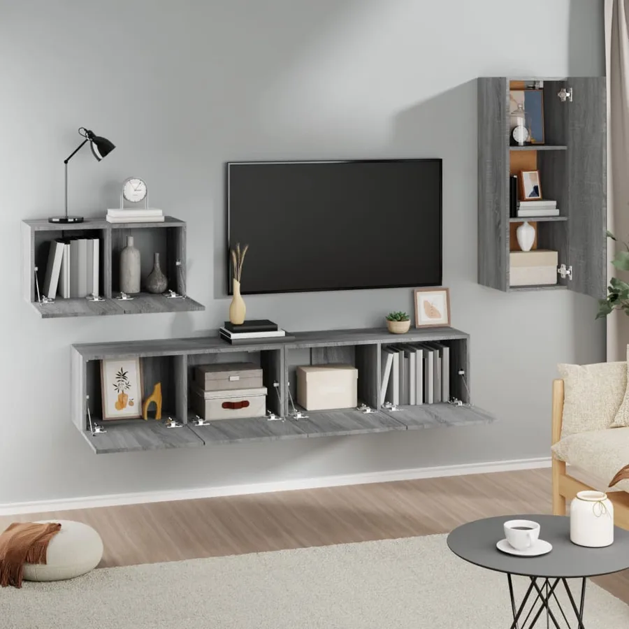 Ensemble de meubles TV 4 pcs Sonoma gris Bois d'ingénierie - 3