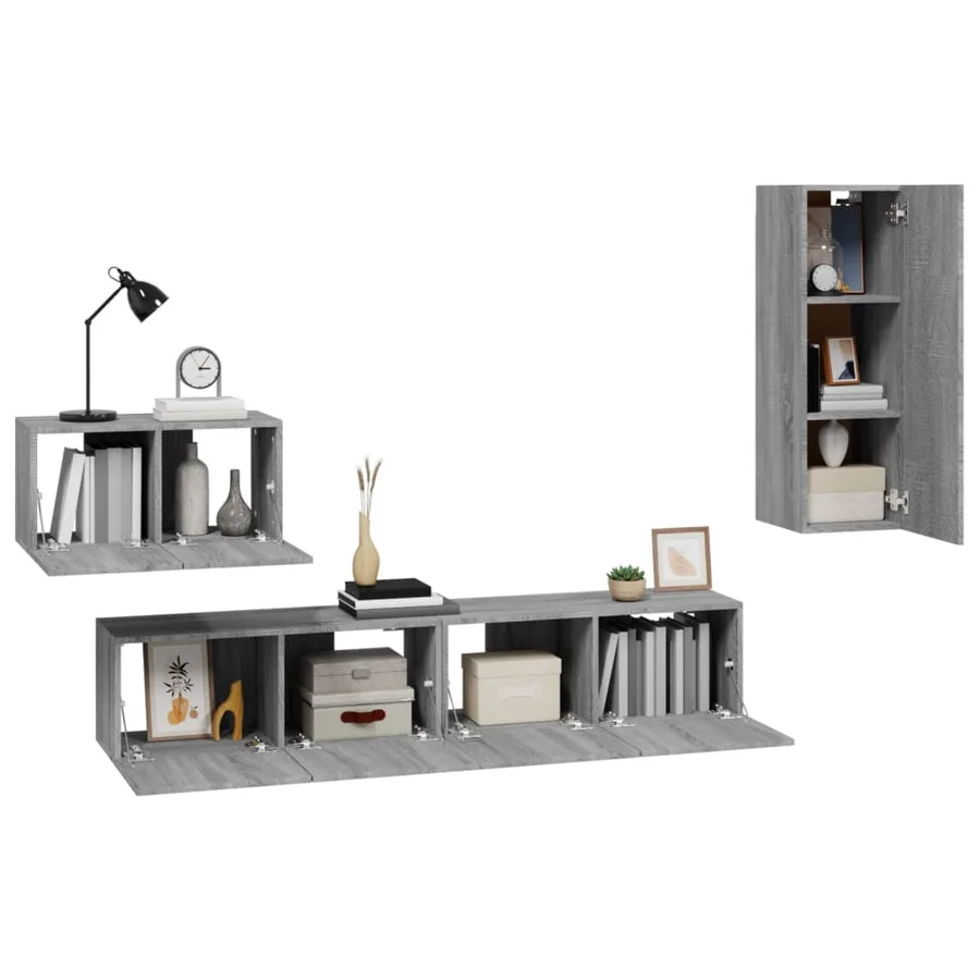Ensemble de meubles TV 4 pcs Sonoma gris Bois d'ingénierie - 4