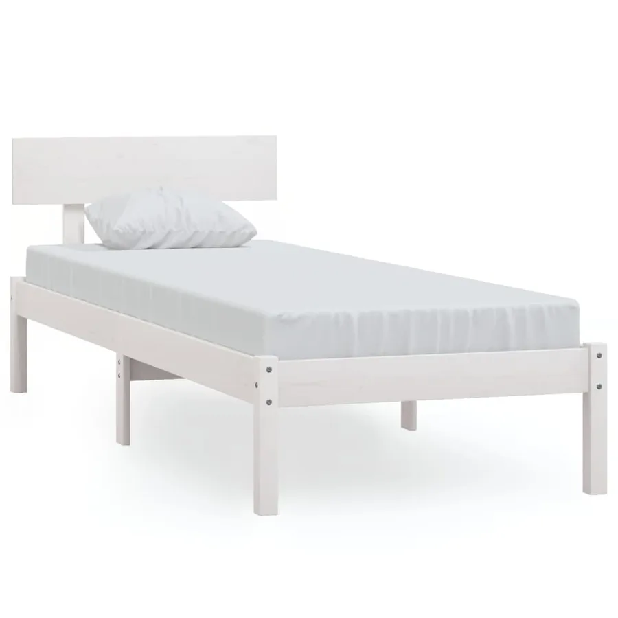 Cadre de lit sans matelas blanc bois de pin massif - 2