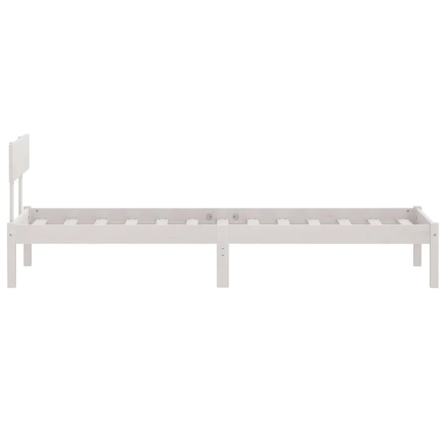 Cadre de lit sans matelas blanc bois de pin massif - 5