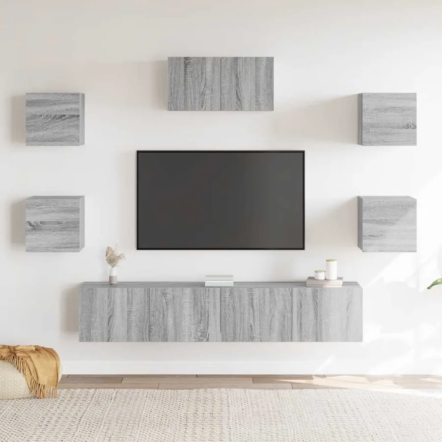 Ensemble de meubles TV 7 pcs Sonoma gris Bois d'ingénierie - 3