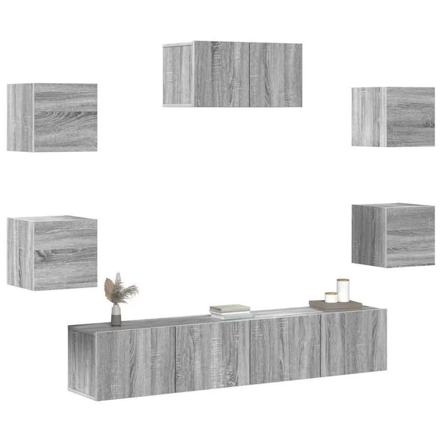 Ensemble de meubles TV 7 pcs Sonoma gris Bois d'ingénierie - 4