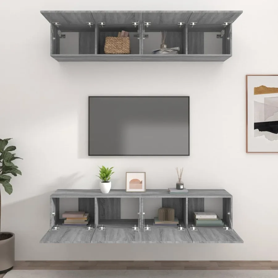 Meubles TV 4 pcs sonoma gris 80x30x30 cm bois d'ingénierie - 3