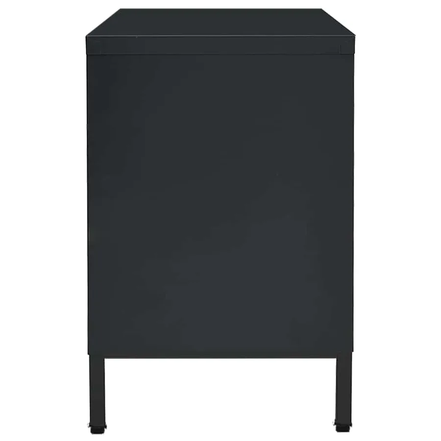 Meuble TV Noir 105x35x52 cm Acier et verre - 4