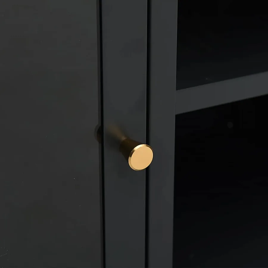 Meuble TV Noir 105x35x52 cm Acier et verre - 7