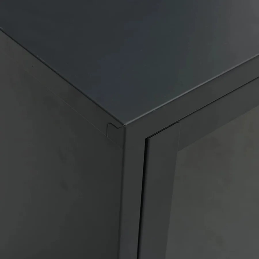 Meuble TV Noir 105x35x52 cm Acier et verre - 8