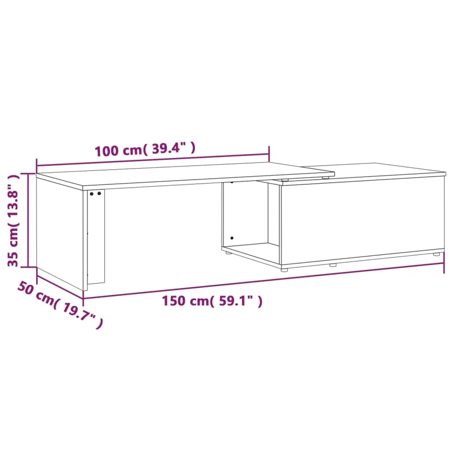 Table basse Sonoma gris 150x50x35 cm Bois d'ingénierie - 12