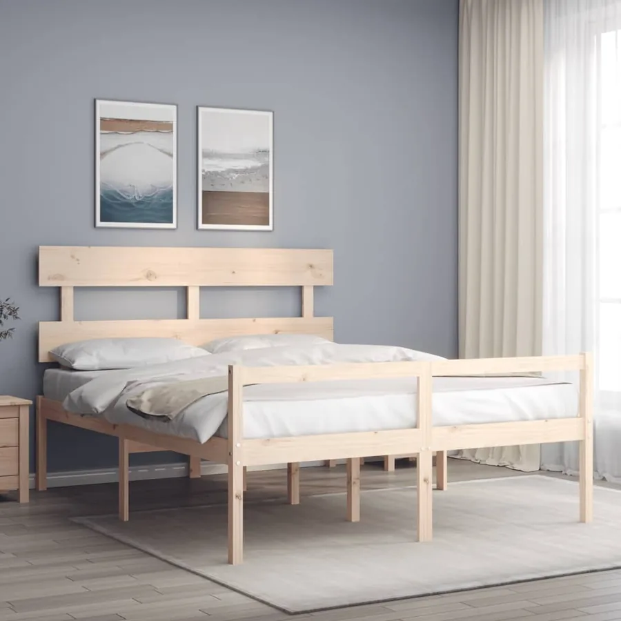 Lit pour personne âgée sans matelas 160x200 cm bois massif