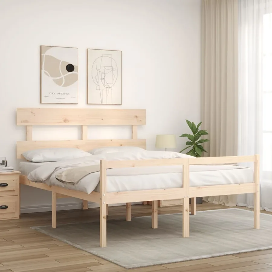 Lit pour personne âgée sans matelas 160x200 cm bois massif - 3