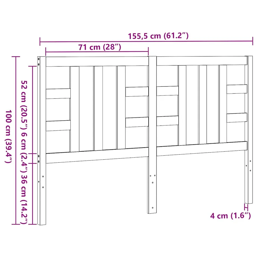 Tête de lit Blanc 156x4x100 cm Bois massif de pin - 9