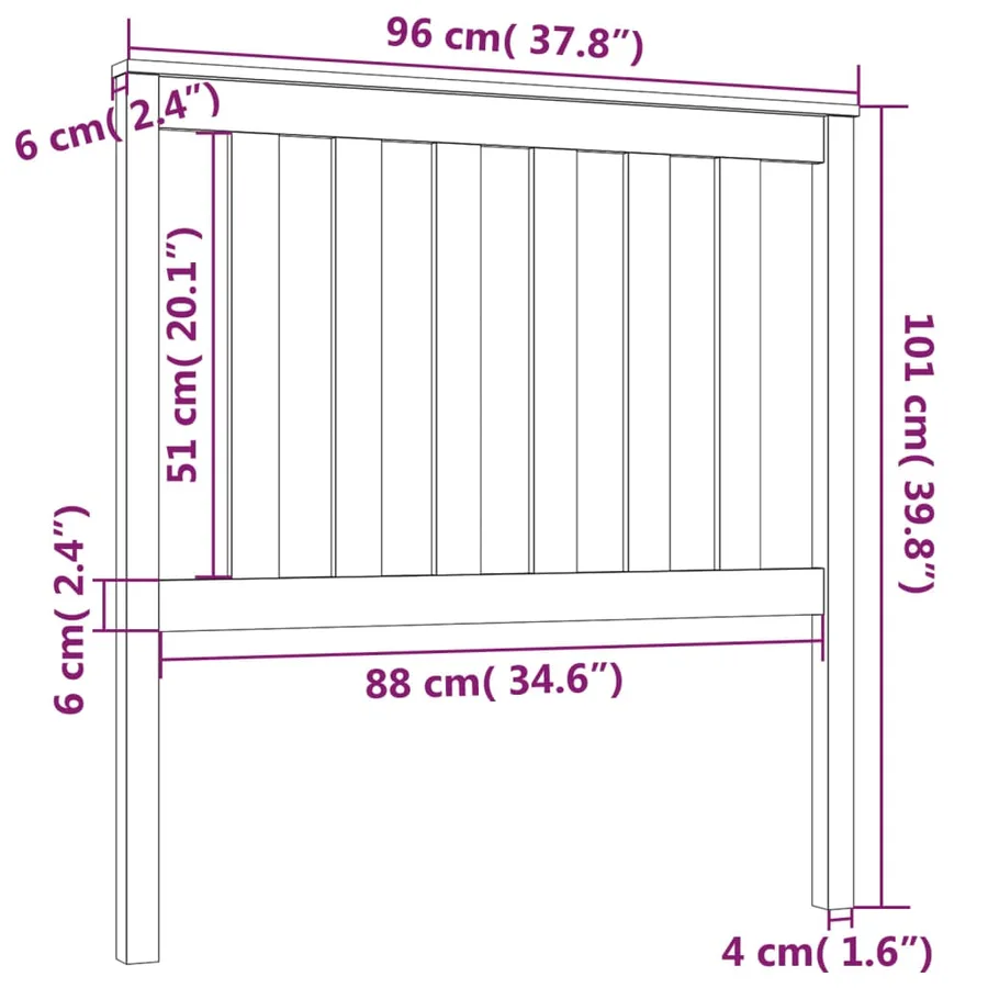 Tête de lit Gris 96x6x101 cm Bois massif de pin - 6