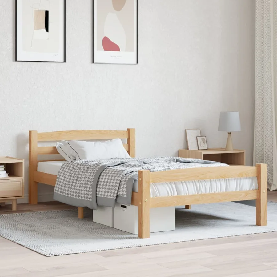 Cadre de lit sans matelas bois de pin massif 90x200 cm