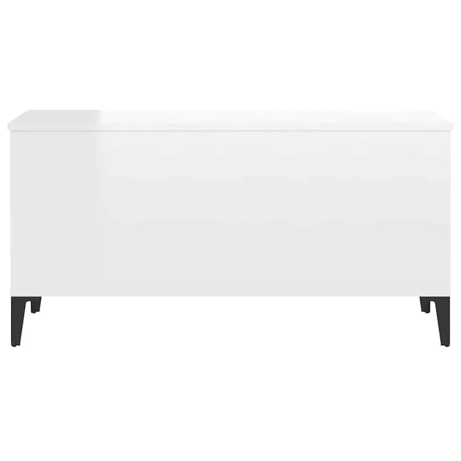Table basse Blanc brillant 90x44,5x45 cm Bois d'ingénierie - 5
