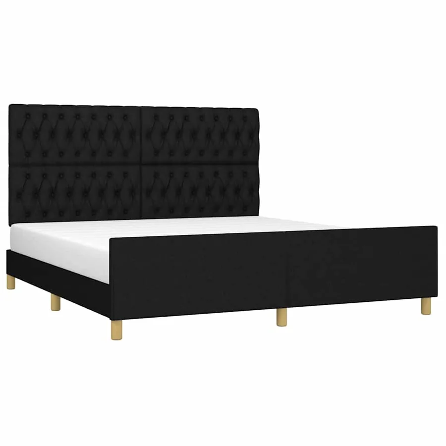 Cadre de lit sans matelas noir 180x200 cm tissu - 3
