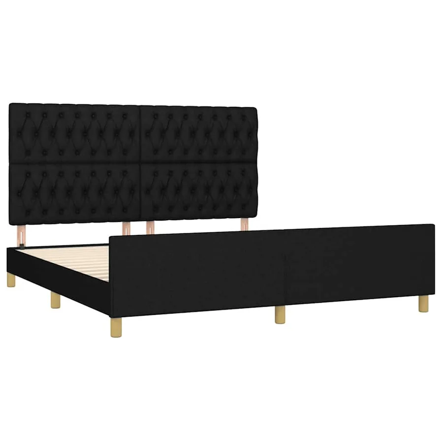 Cadre de lit sans matelas noir 180x200 cm tissu - 4