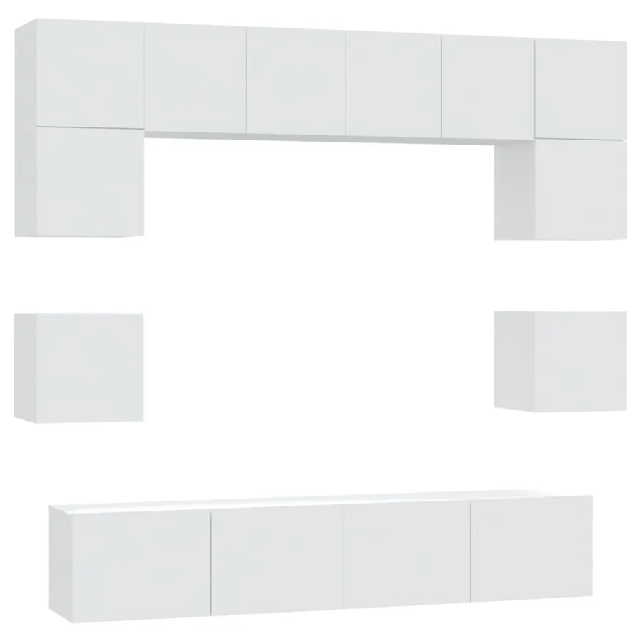 Ensemble de meubles TV 8 pcs Blanc Bois d'ingénierie - 2