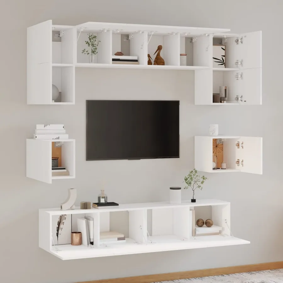 Ensemble de meubles TV 8 pcs Blanc Bois d'ingénierie - 3