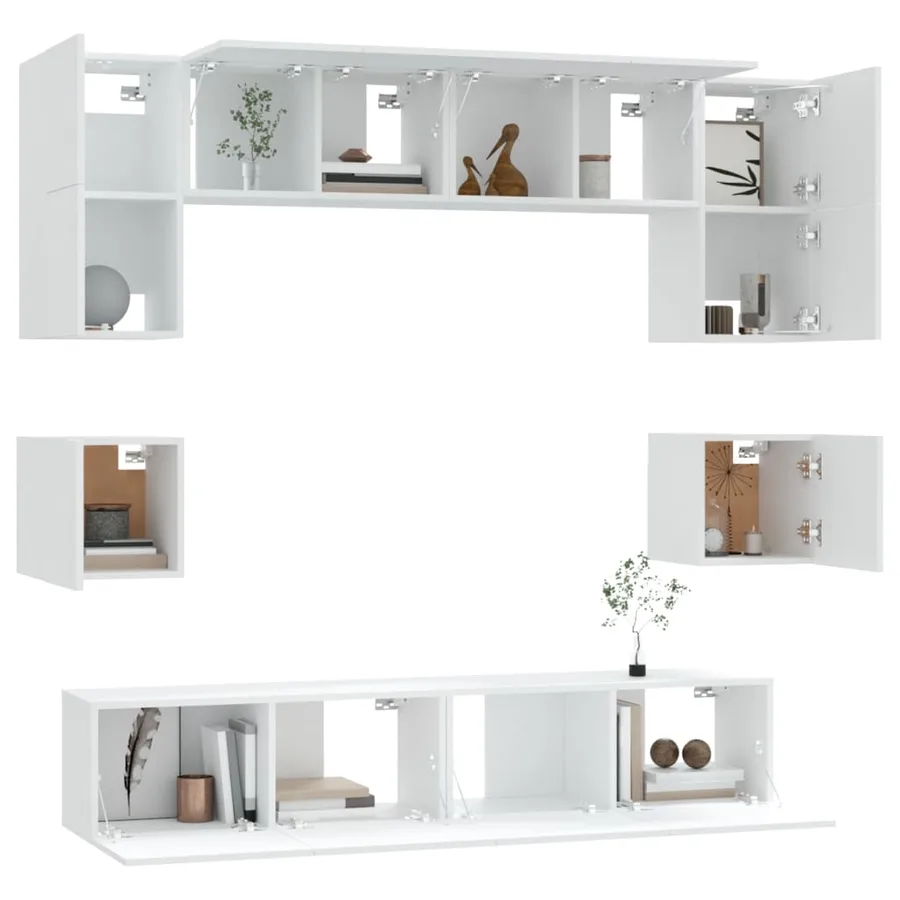 Ensemble de meubles TV 8 pcs Blanc Bois d'ingénierie - 4