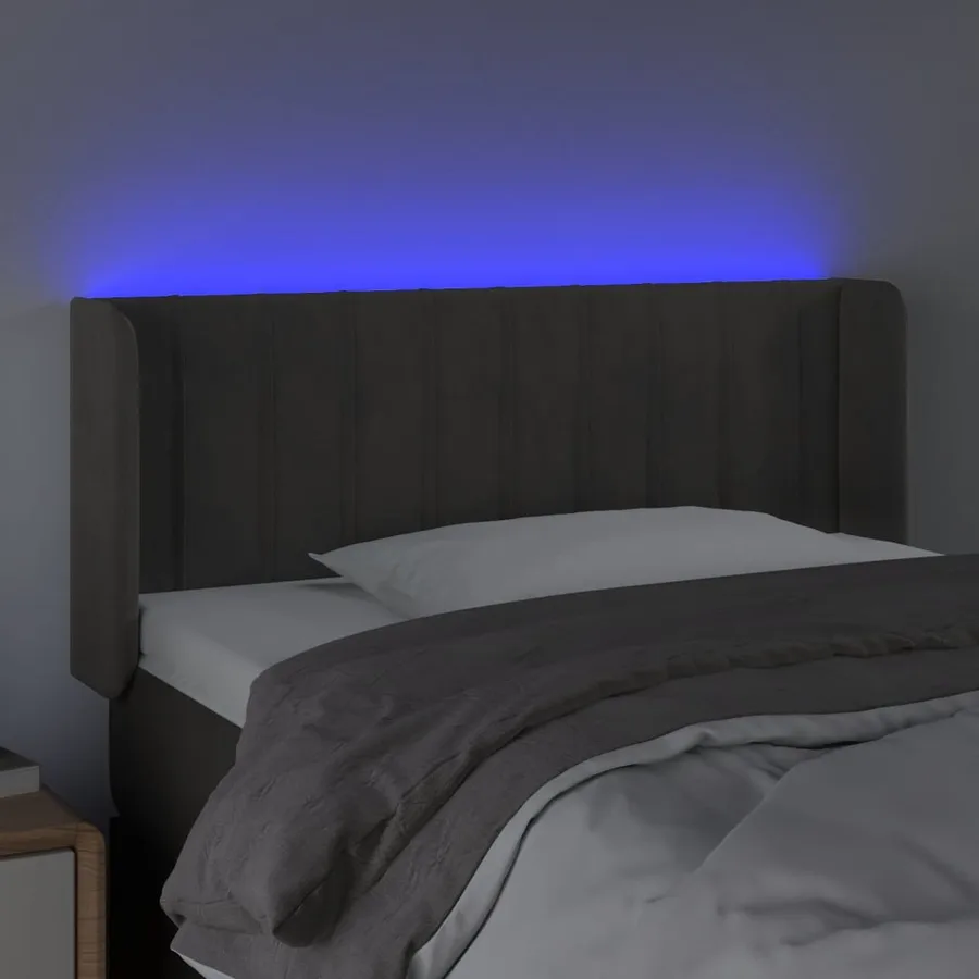 Tête de lit à LED Gris foncé 93x16x78/88 cm Velours - 4
