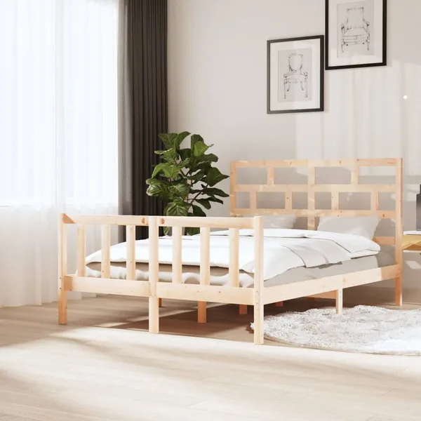 Cadre de lit sans matelas bois massif 140x200 cm