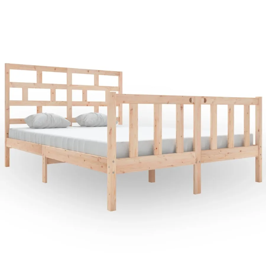 Cadre de lit sans matelas bois massif 140x200 cm - 2