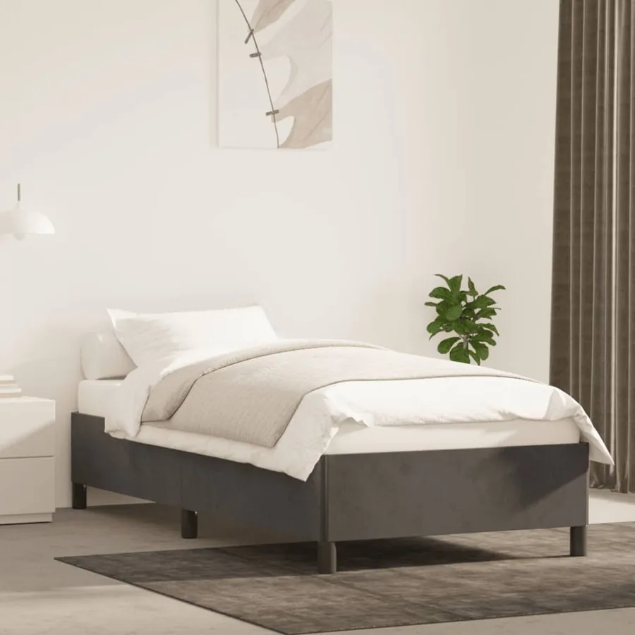 Cadre de lit sans matelas gris foncé 100x200 cm velours