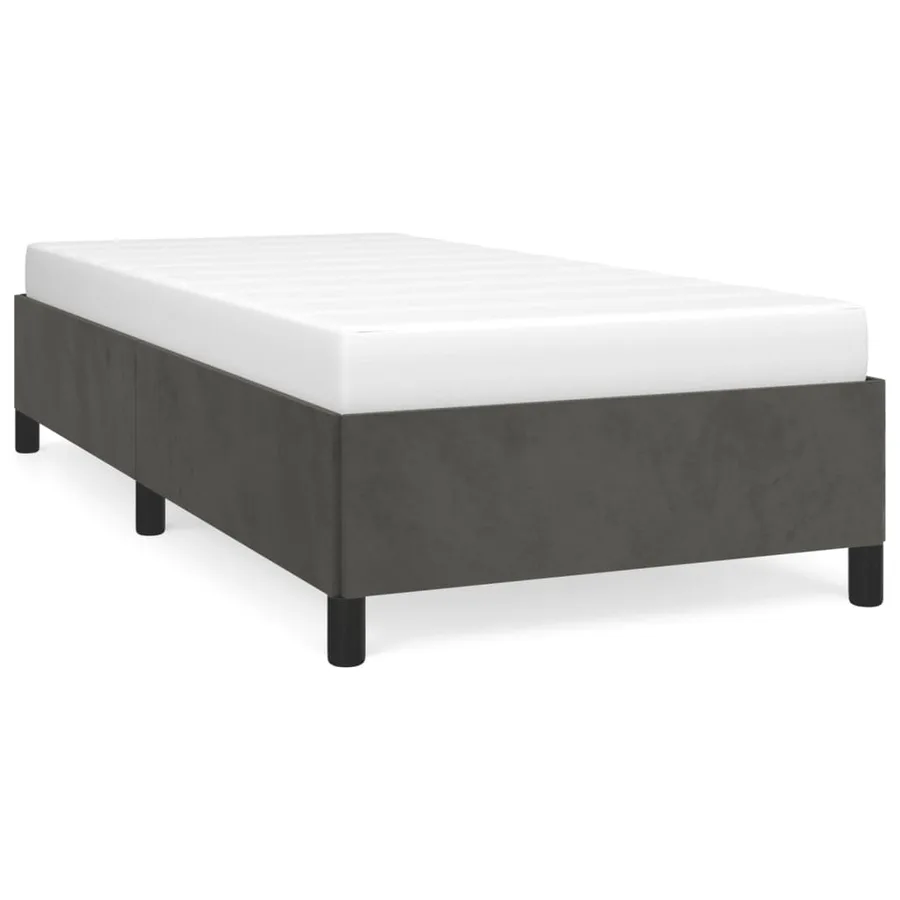 Cadre de lit sans matelas gris foncé 100x200 cm velours - 2