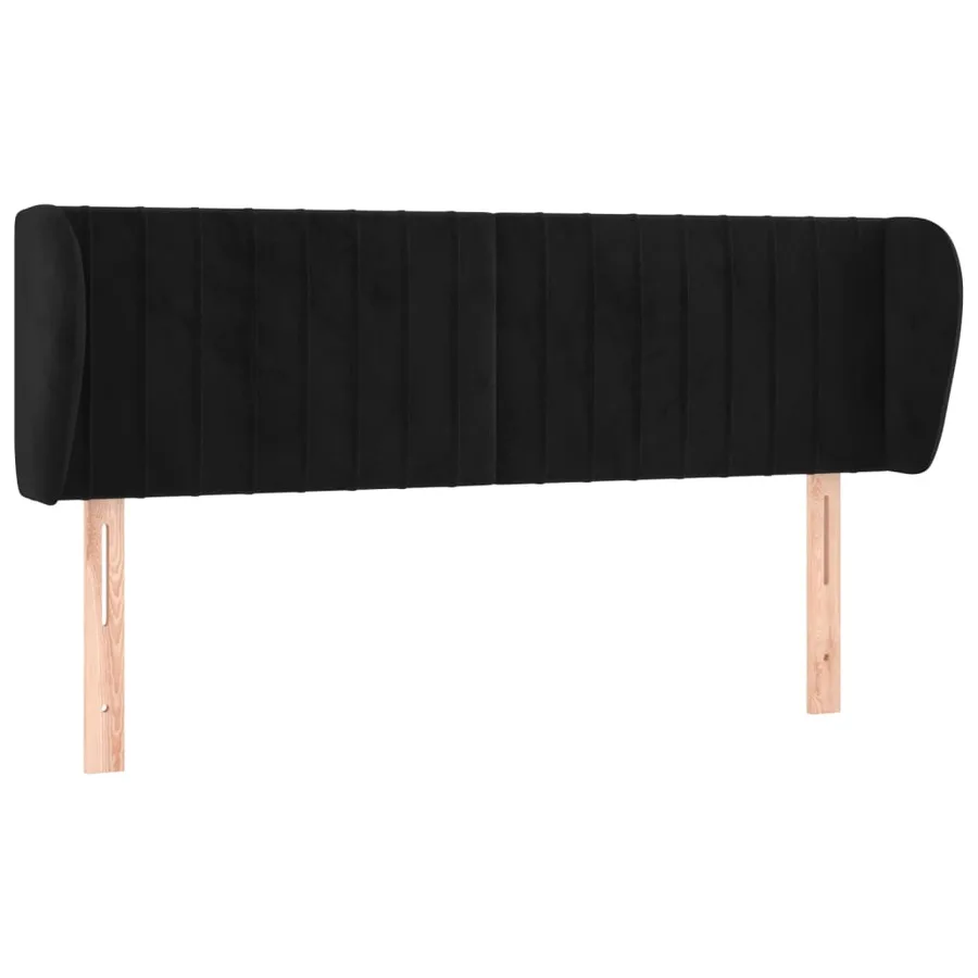 Tête de lit avec oreilles Noir 147x23x78/88 cm Velours - 2