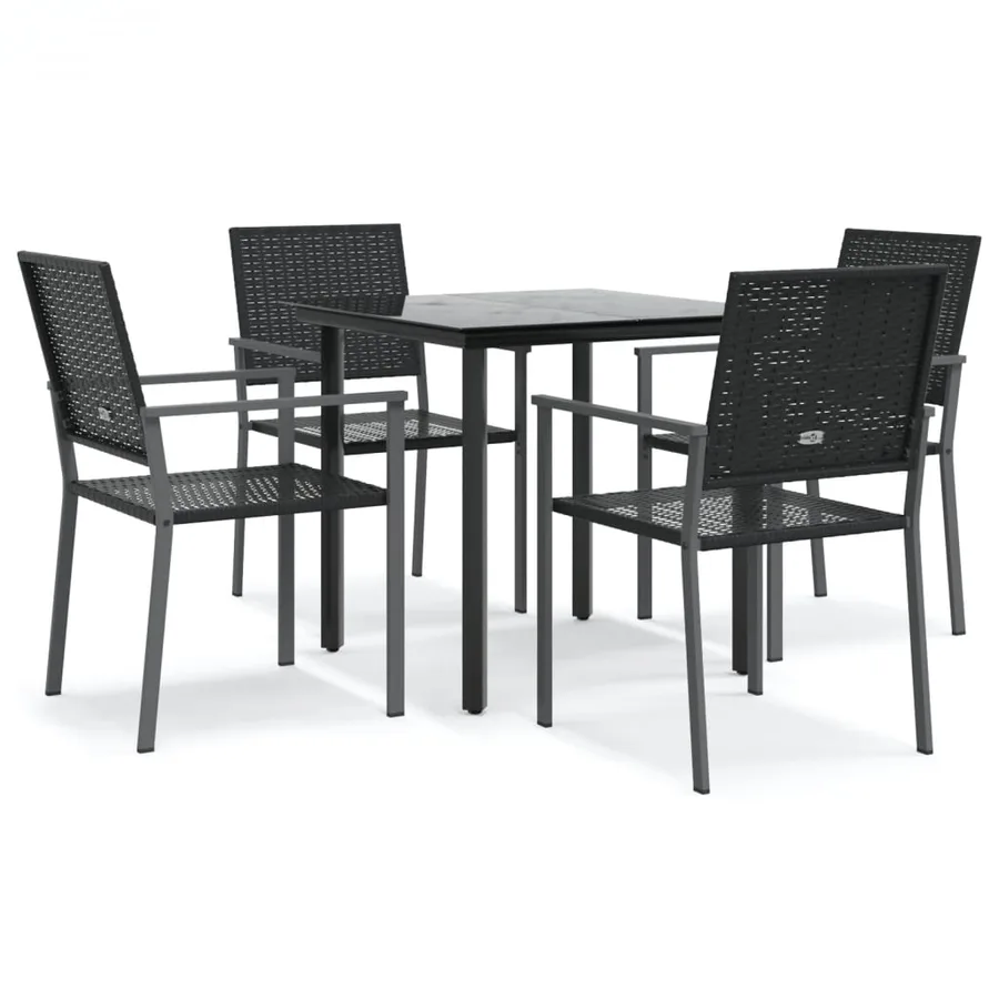Ensemble à manger de jardin 5 pcs résine tressée acier - 2