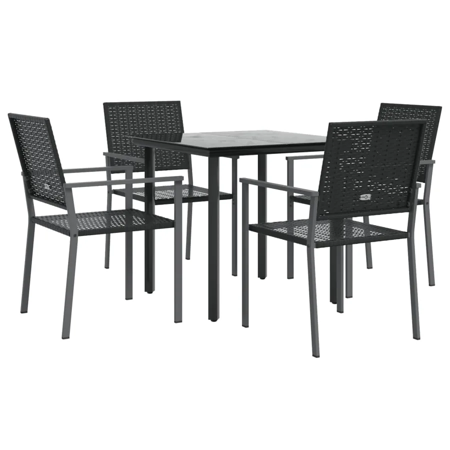 Ensemble à manger de jardin 5 pcs résine tressée acier - 3