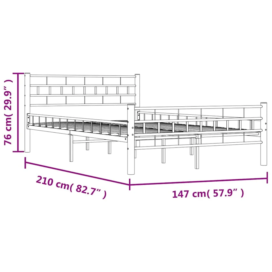 Cadre de lit sans matelas blanc métal 140x200 cm - 10