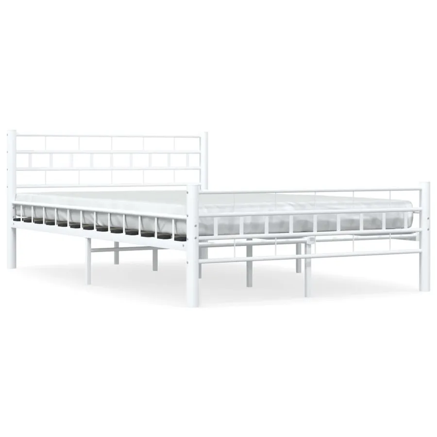 Cadre de lit sans matelas blanc métal 140x200 cm - 2