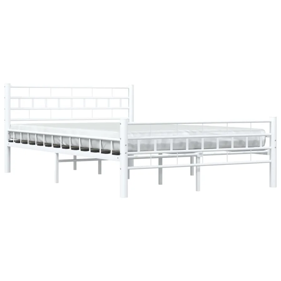 Cadre de lit sans matelas blanc métal 140x200 cm - 3