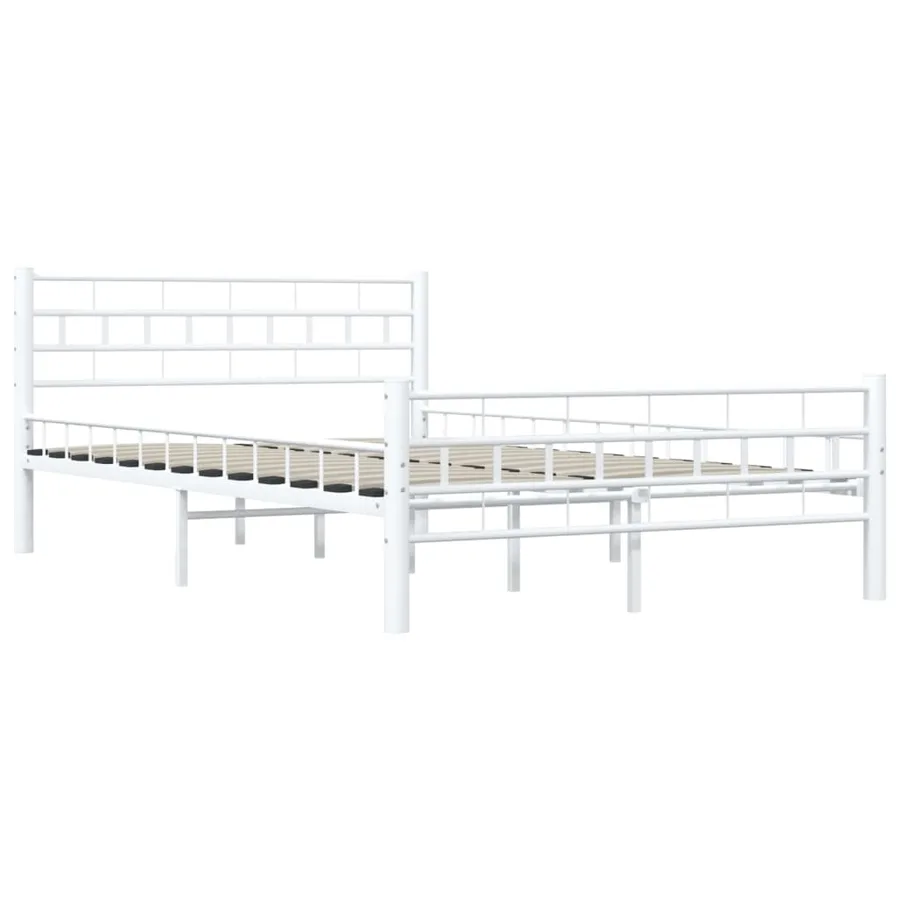 Cadre de lit sans matelas blanc métal 140x200 cm - 4