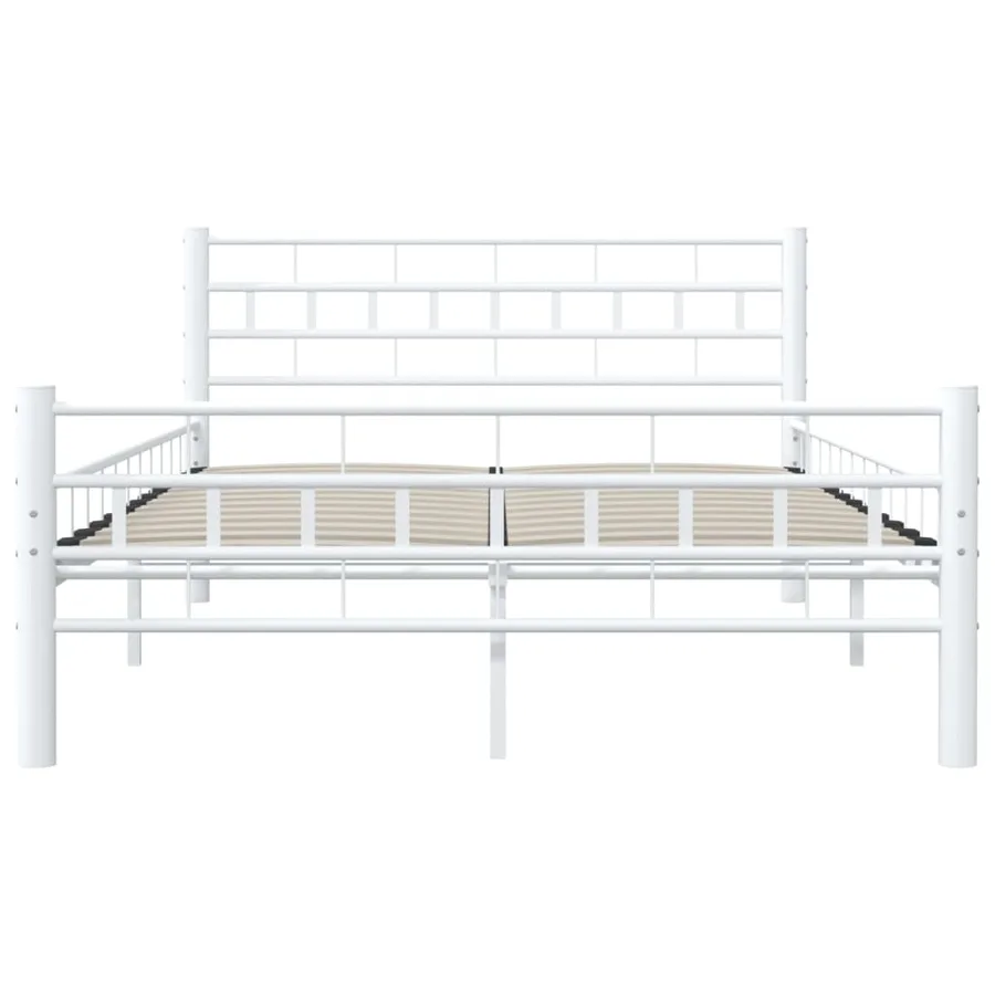 Cadre de lit sans matelas blanc métal 140x200 cm - 5