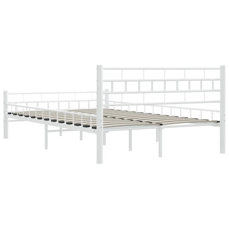 Cadre de lit sans matelas blanc métal 140x200 cm - 7