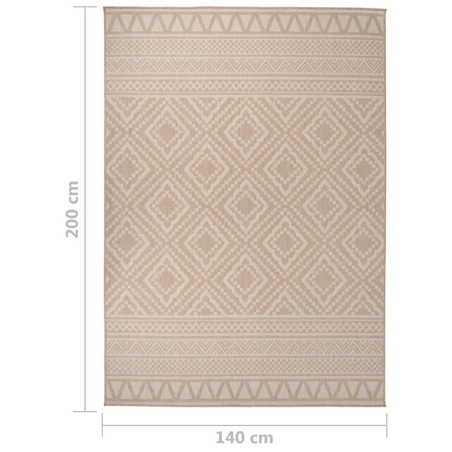 Tapis à tissage plat d'extérieur 140x200 cm Rayures brunes - 6