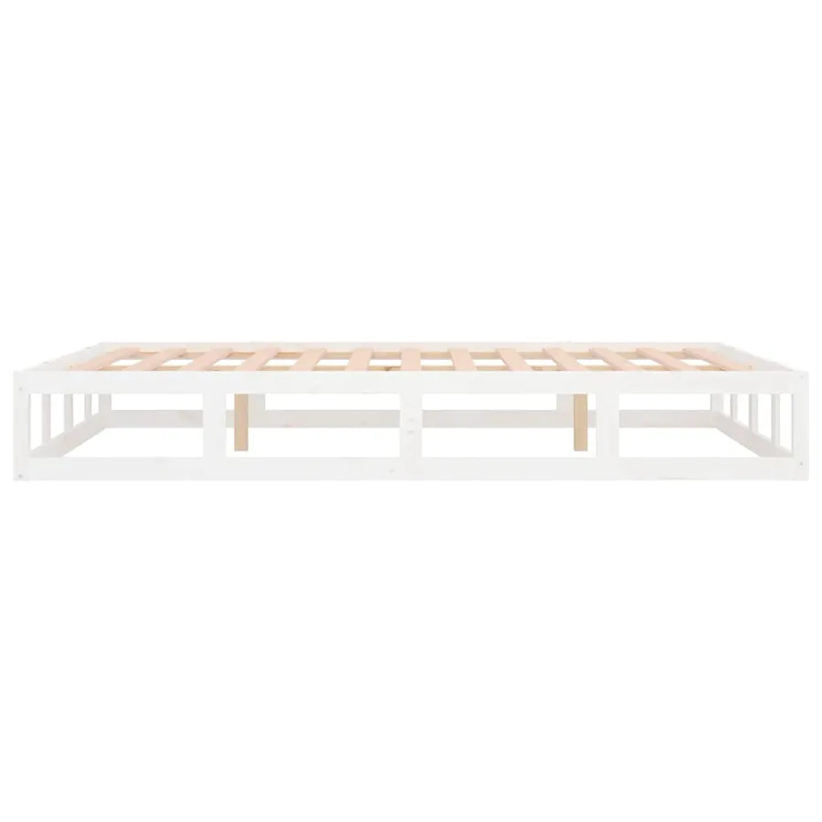 Cadre de lit sans matelas blanc 150x200 cm bois massif - 7