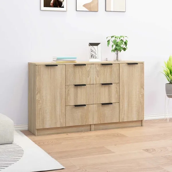 Buffets 2 pcs Chêne sonoma 60x30x70 cm Bois d'ingénierie