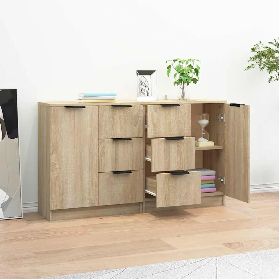 Buffets 2 pcs Chêne sonoma 60x30x70 cm Bois d'ingénierie - 3